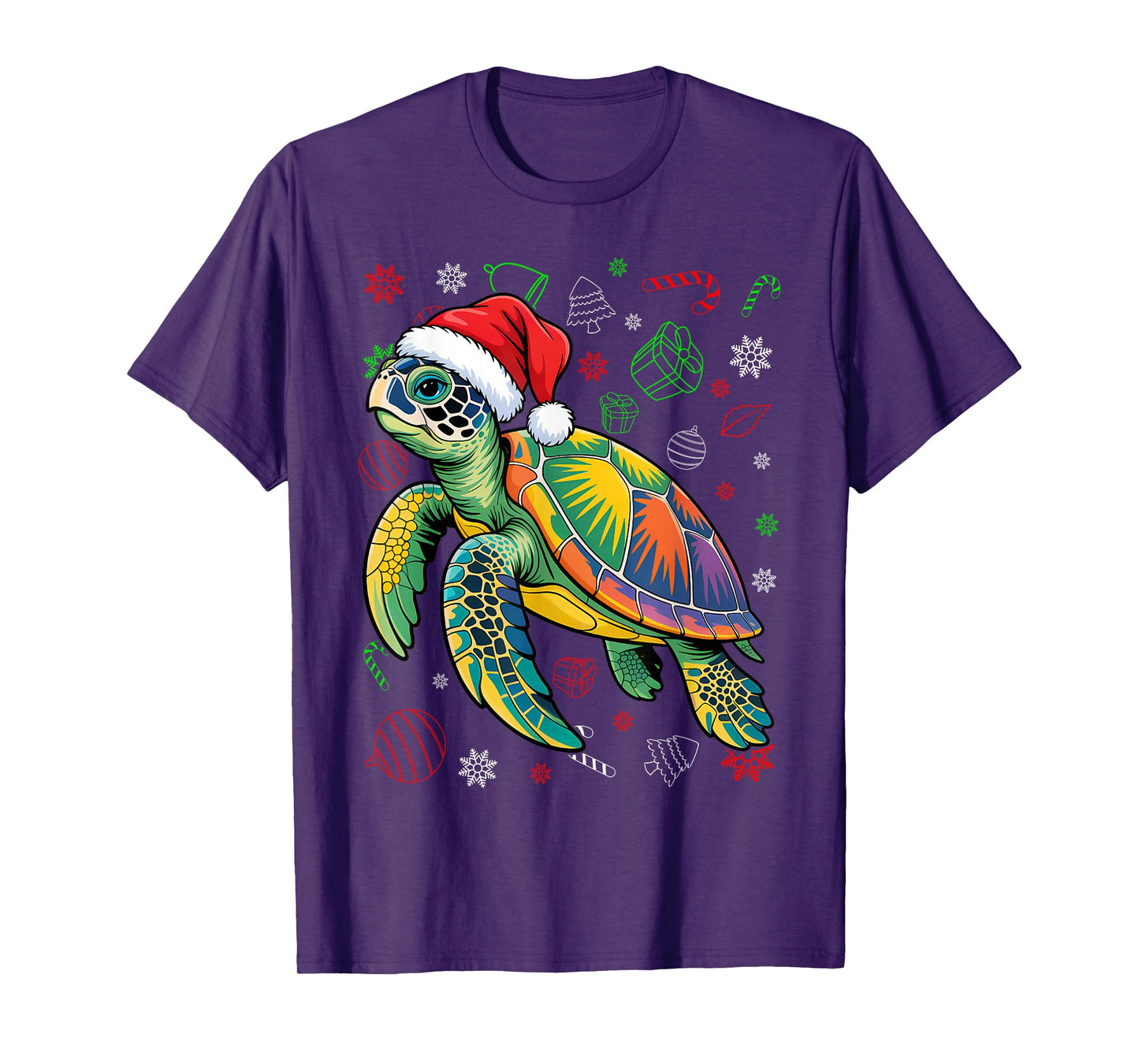 Sea Turtle Santa Cute Christmas Hat Design for Lovers T-Shirt