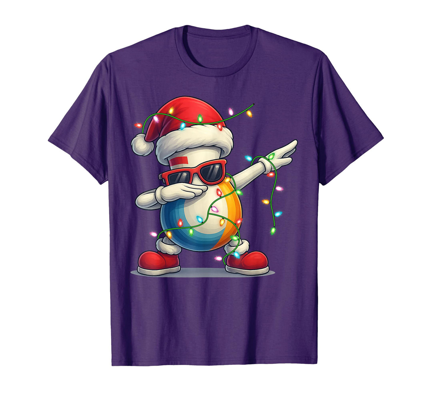 Bowling Christmas Tee Santa Dabbing Funny Sports Lover Boys T-Shirt
