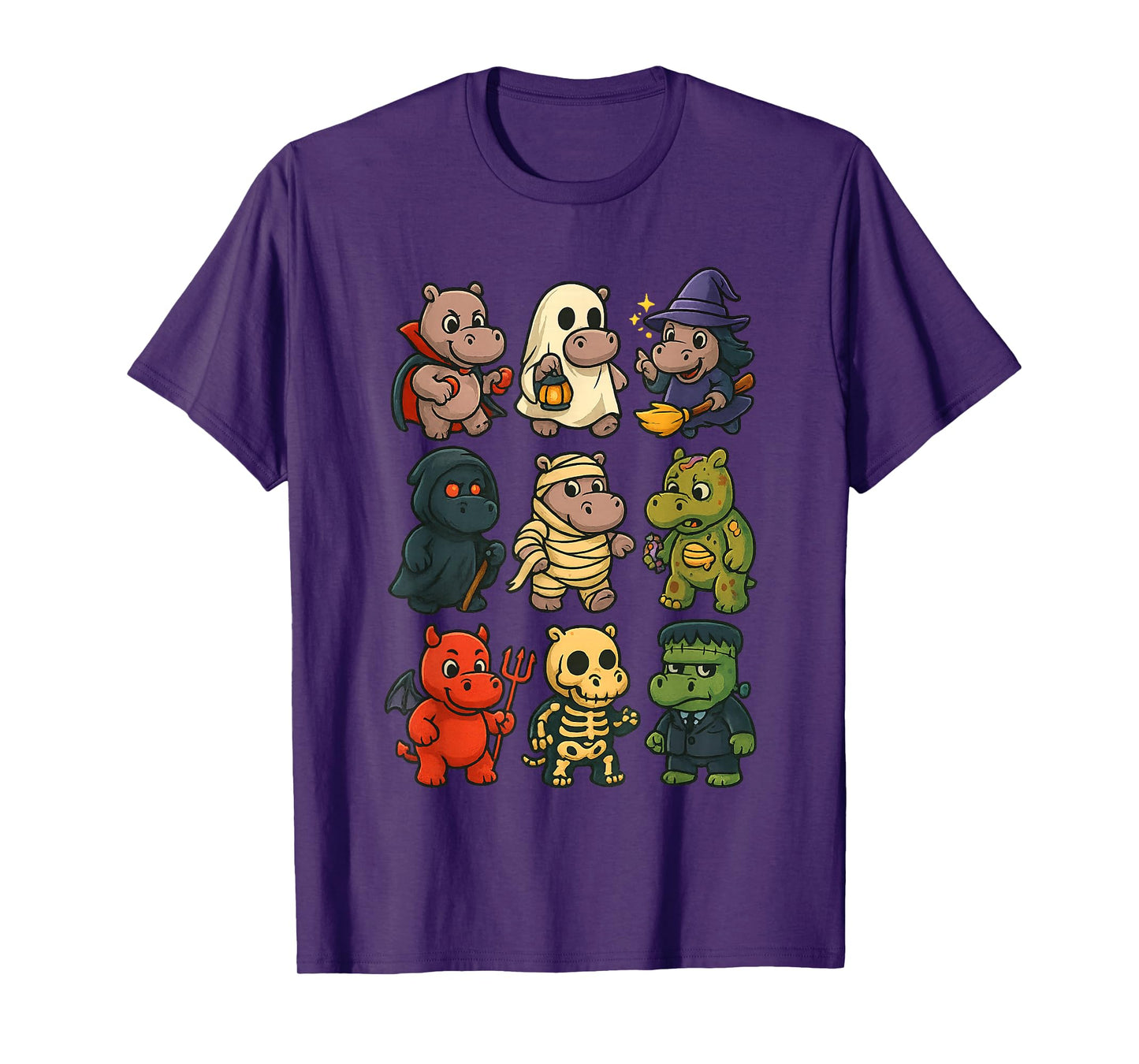 Hippo Ghost Witch Zombie Hilarious Animal Halloween Spooky T-Shirt
