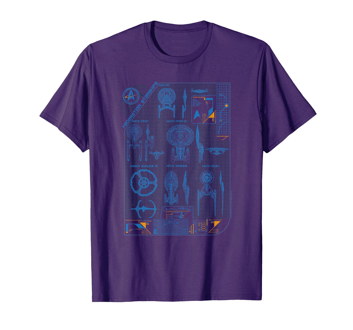 Star Trek Federation Starships Blueprints Group Shot Vintage T-Shirt