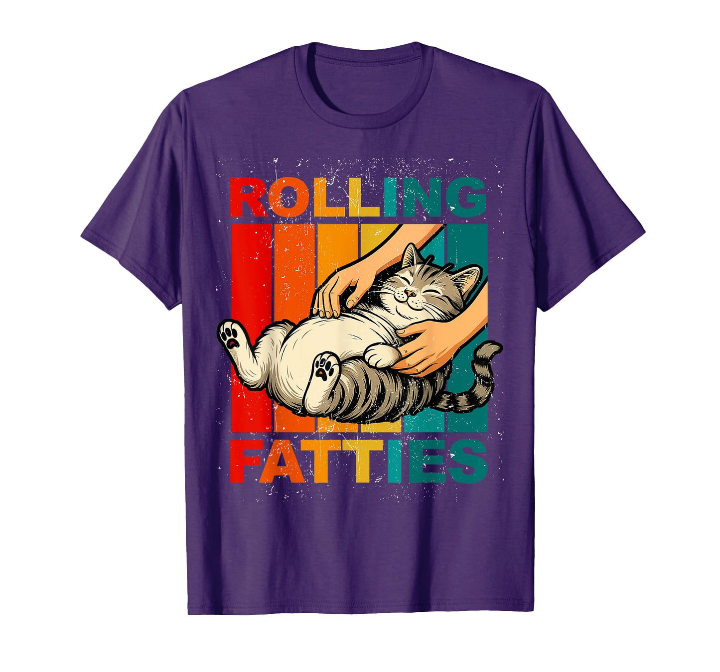 Funny Rolling Fatties Cat Vintage Cartoon Mens Womens Kids T-Shirt