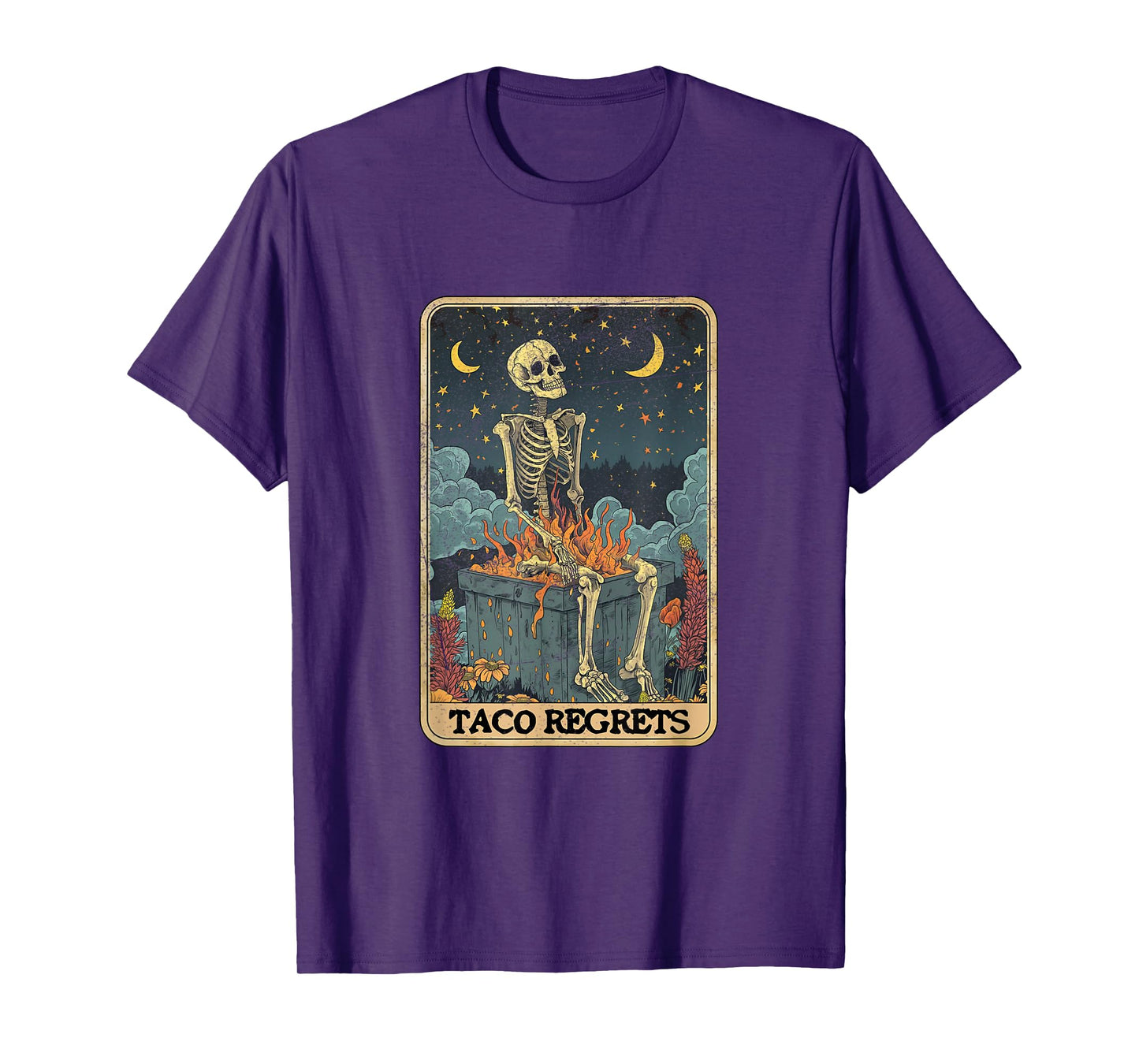 Taco Regrets Cinco de Mayo Retro Mystical Skeleton Pooping T-Shirt