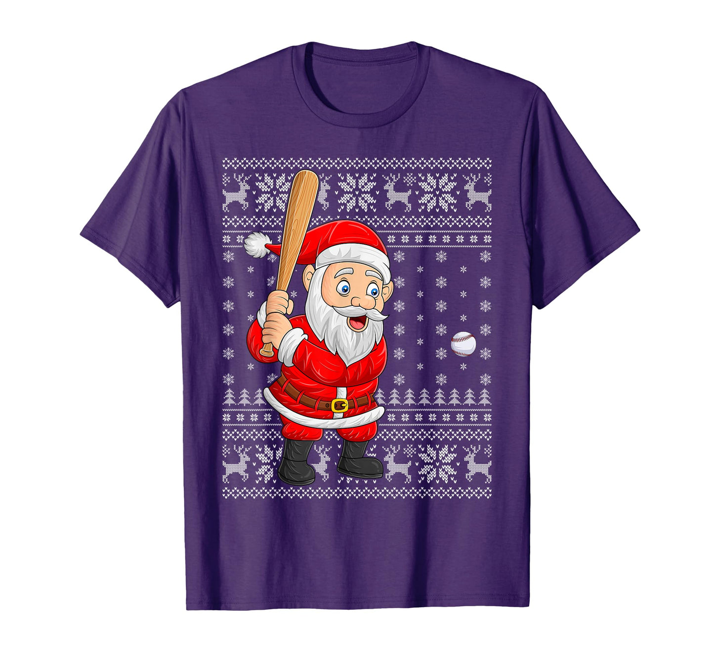 Santa Playing Baseball Ugly Christmas Sweaters Baseball Xmas T-Shirt