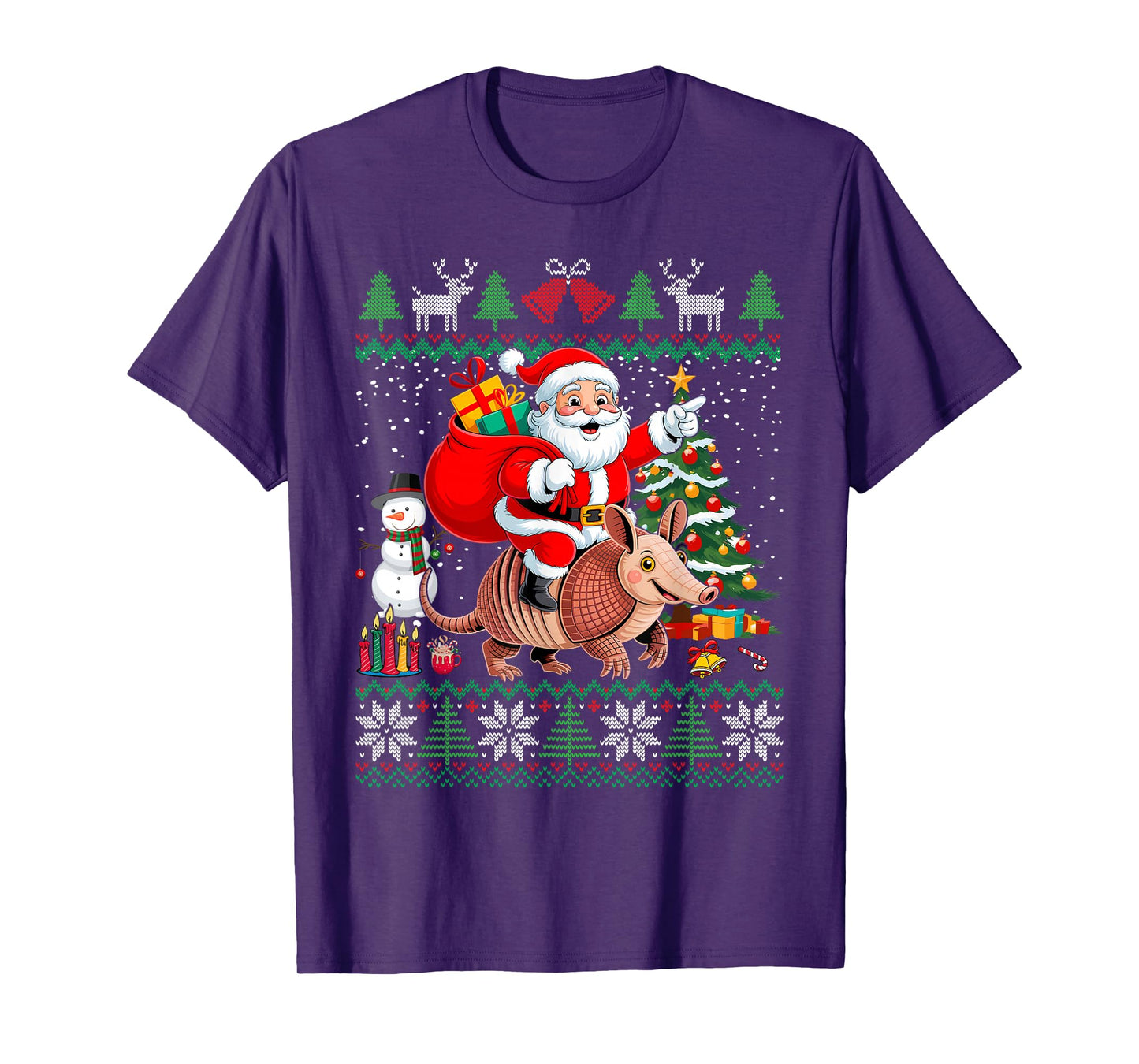 Ugly Xmas Santa Riding Armadillo Christmas T-Shirt