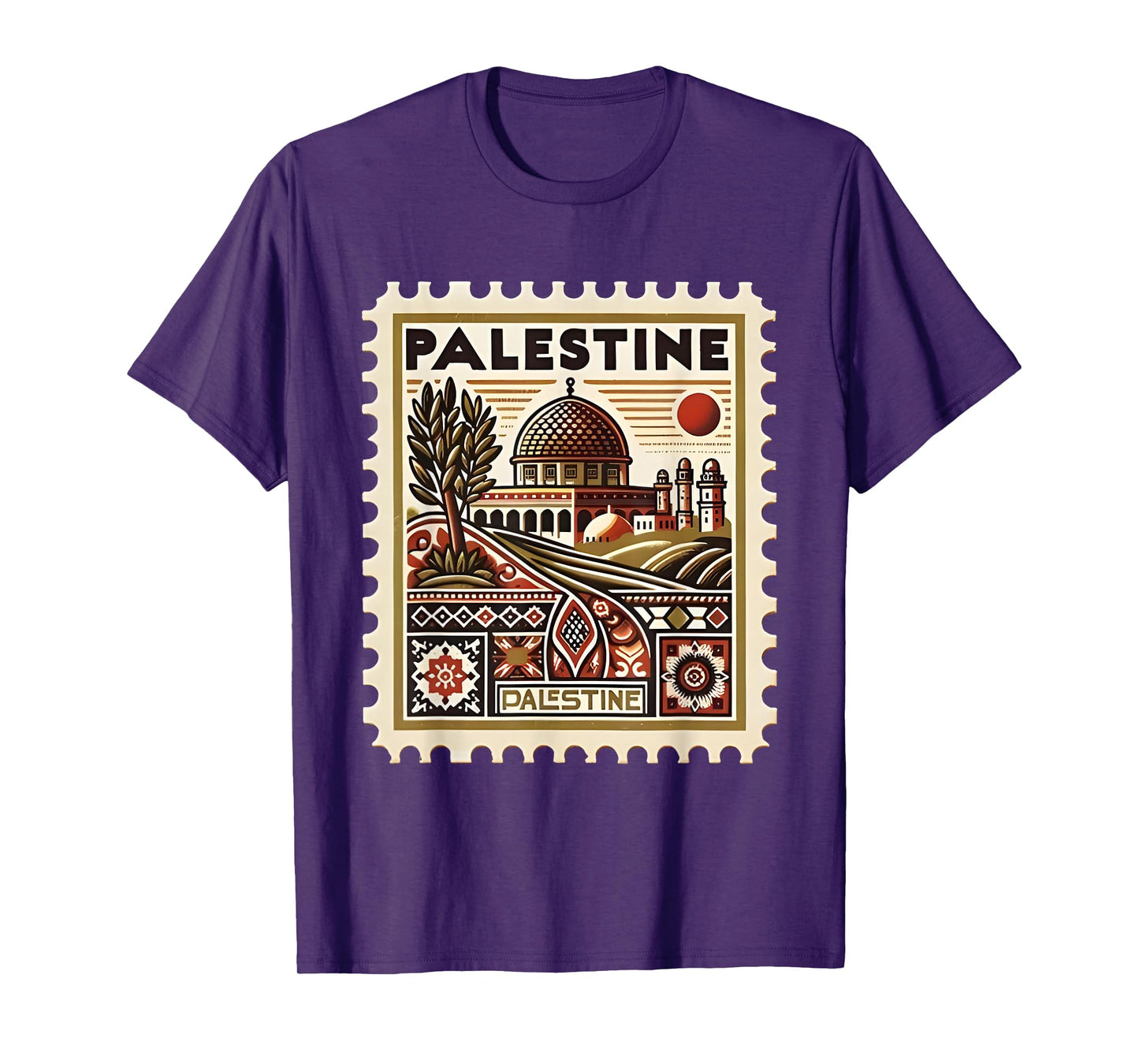 Vintage Palestine Stamp Dome Cultural Heritage Art T-Shirt