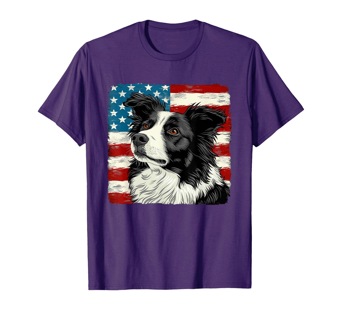 Border Collie Dog Patriotic 4th of July Gift Men Women T-Shirt