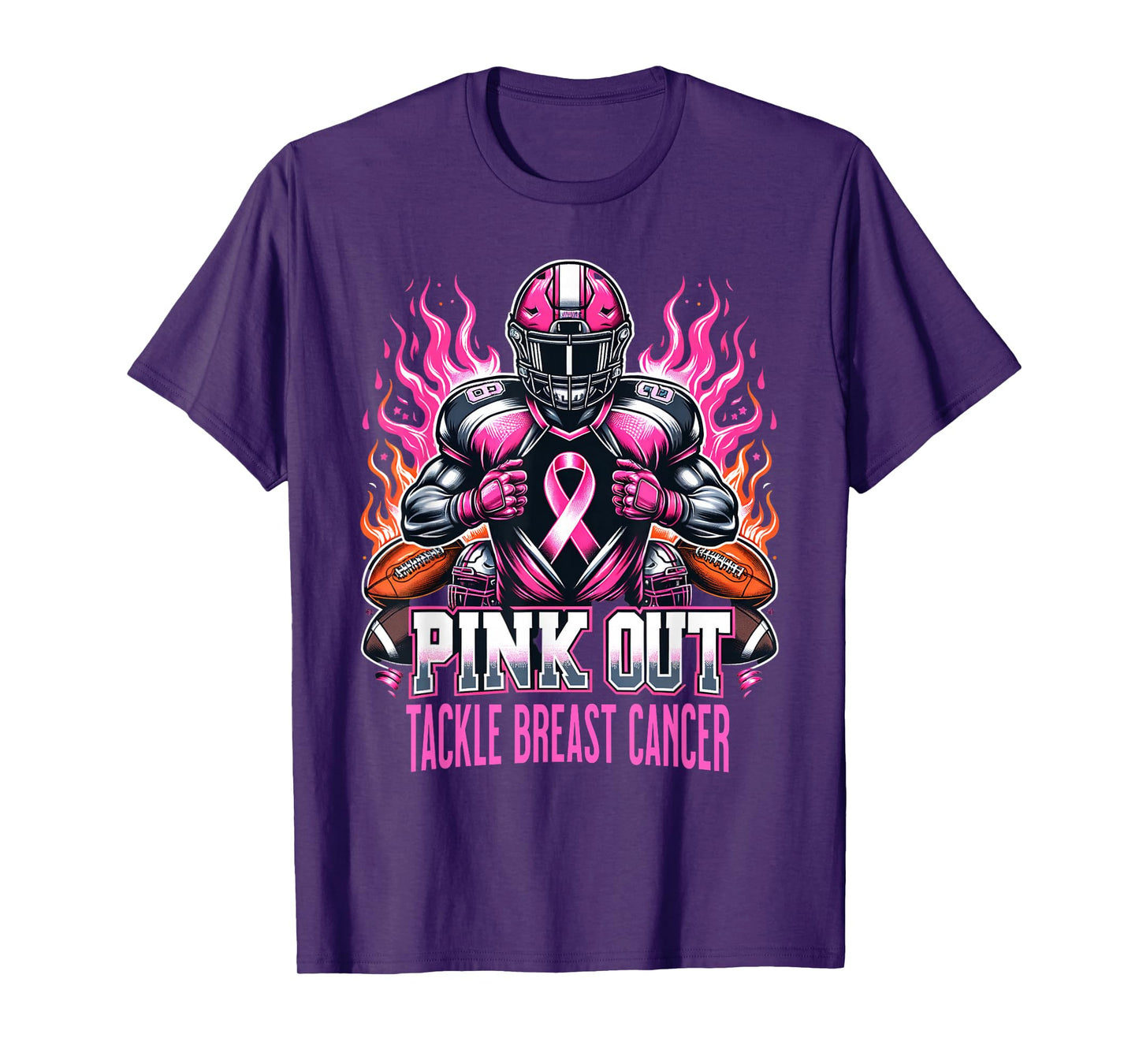 Pink Out Tackle Breast Cancer Awareness American Football T-Shirt