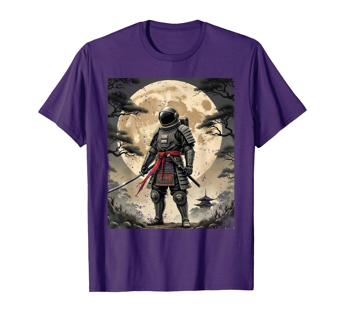 Samurai Astronaut Japanese Moon Vintage Graphic Ukiyo-e Art T-Shirt