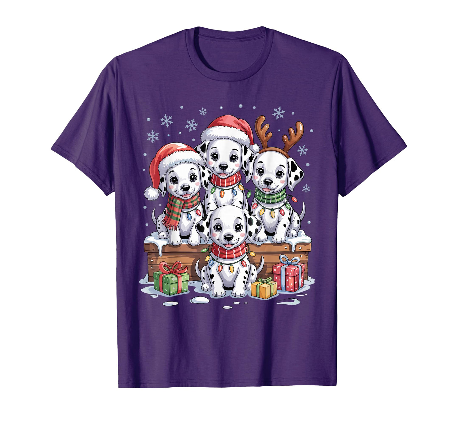 Cute Dalmatian Christmas Puppies Dog Lovers Funny Holiday T-Shirt