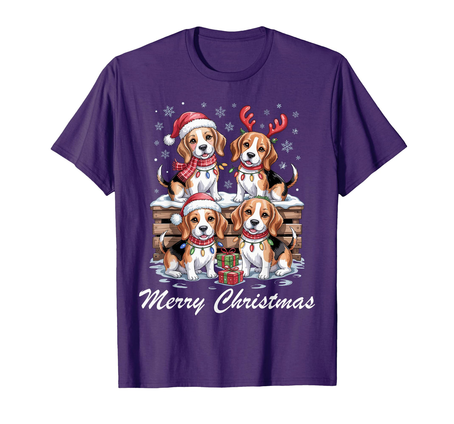 Beagle Merry Christmas Funny Dog Lovers Holiday Pajama T-Shirt