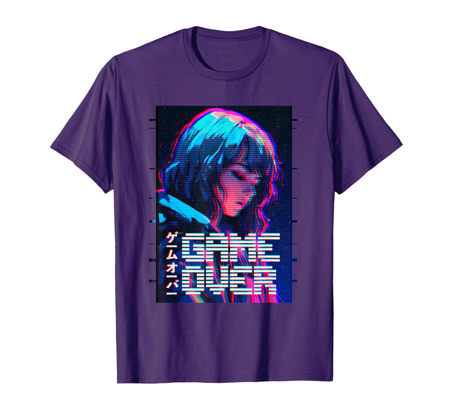Game Over Sad Japanese Anime Girl Vaporwave Aesthetic T-Shirt