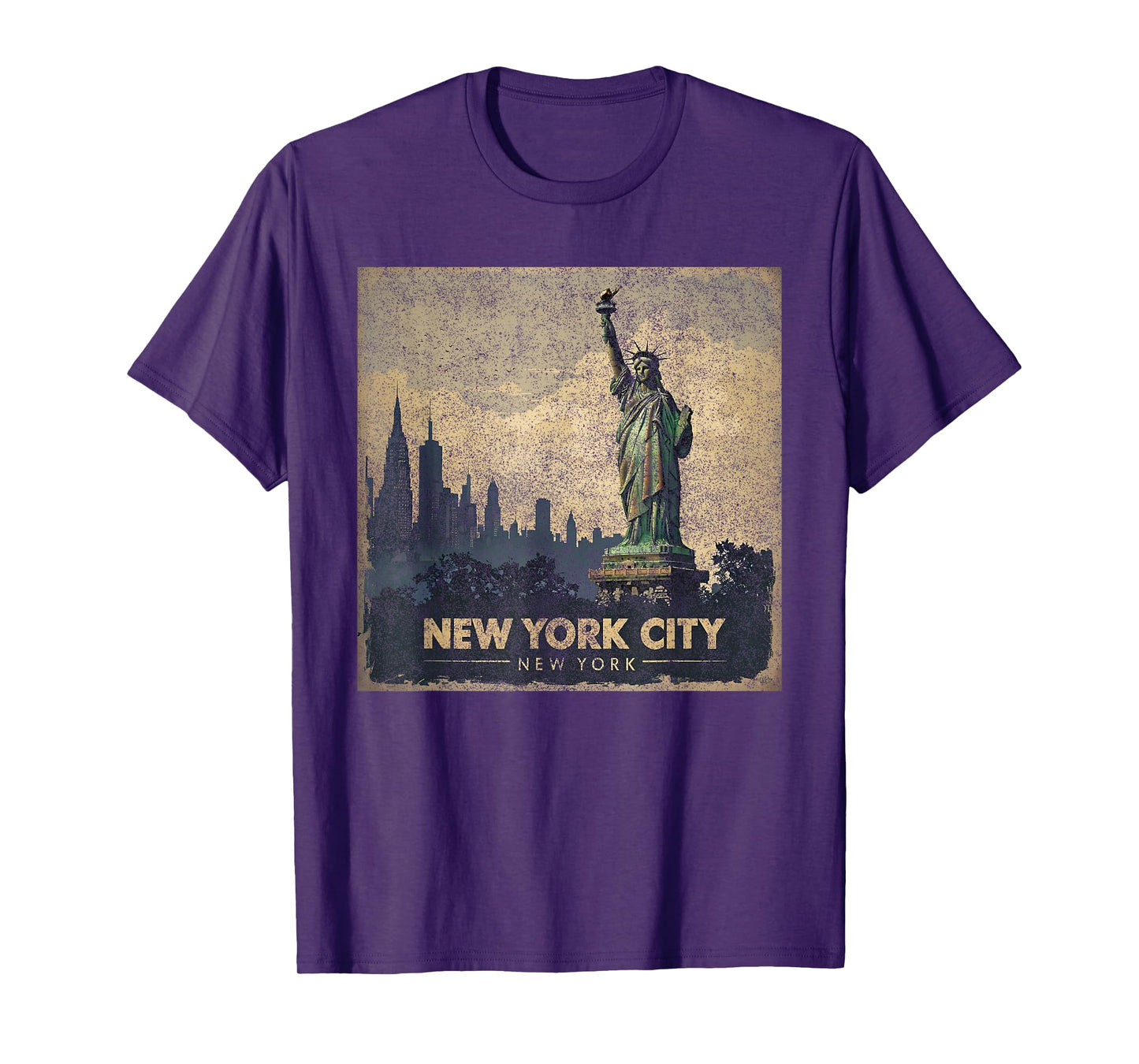 Retro Vintage NYC New York City skylines statue of liberty T-Shirt