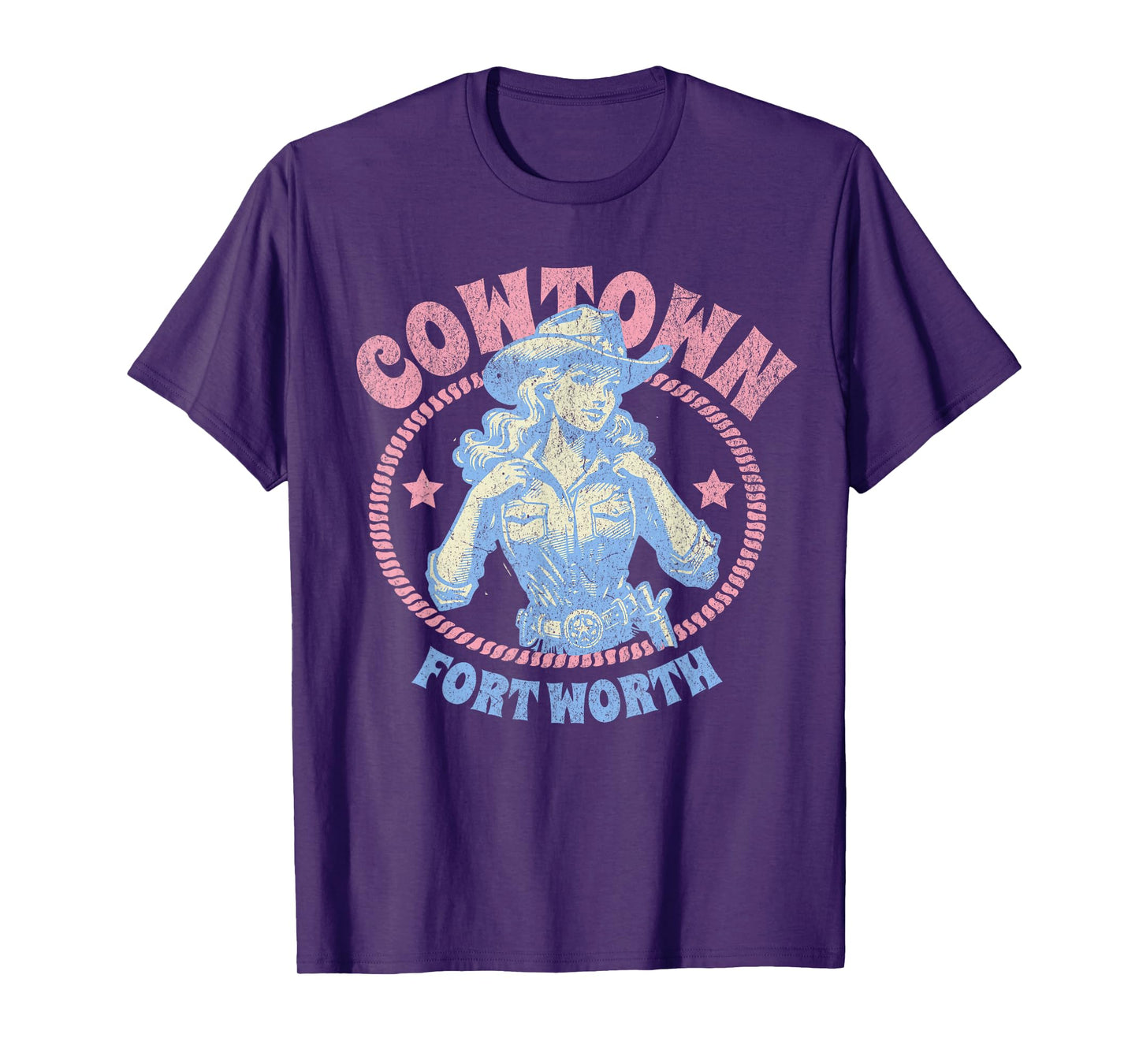 Cowtown Fort Worth Texas Retro Western Cowgirl T-Shirt