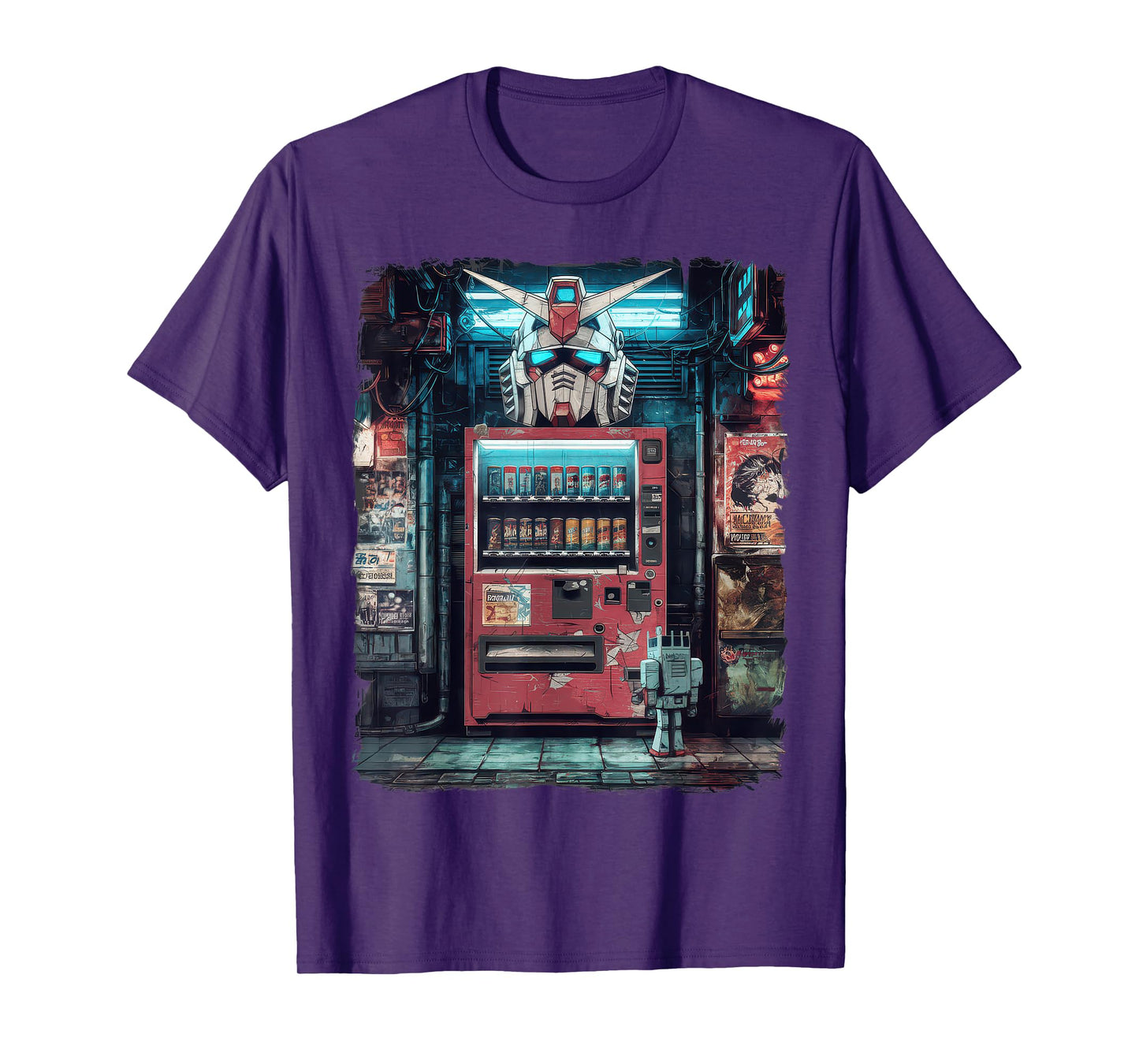 Mecha Tshirt Japanese Mecha Robot Head Anime Art Ukiyo-E T-Shirt