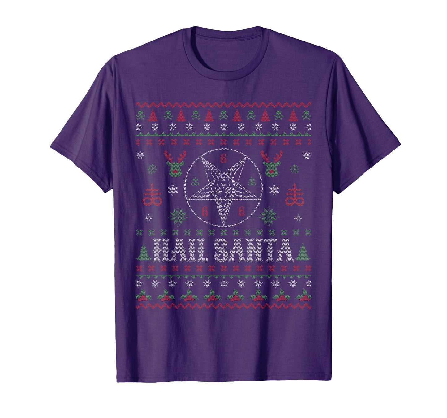 Hail Santa Pagan Happy Solstice Goth Ugly Christmas T-Shirt