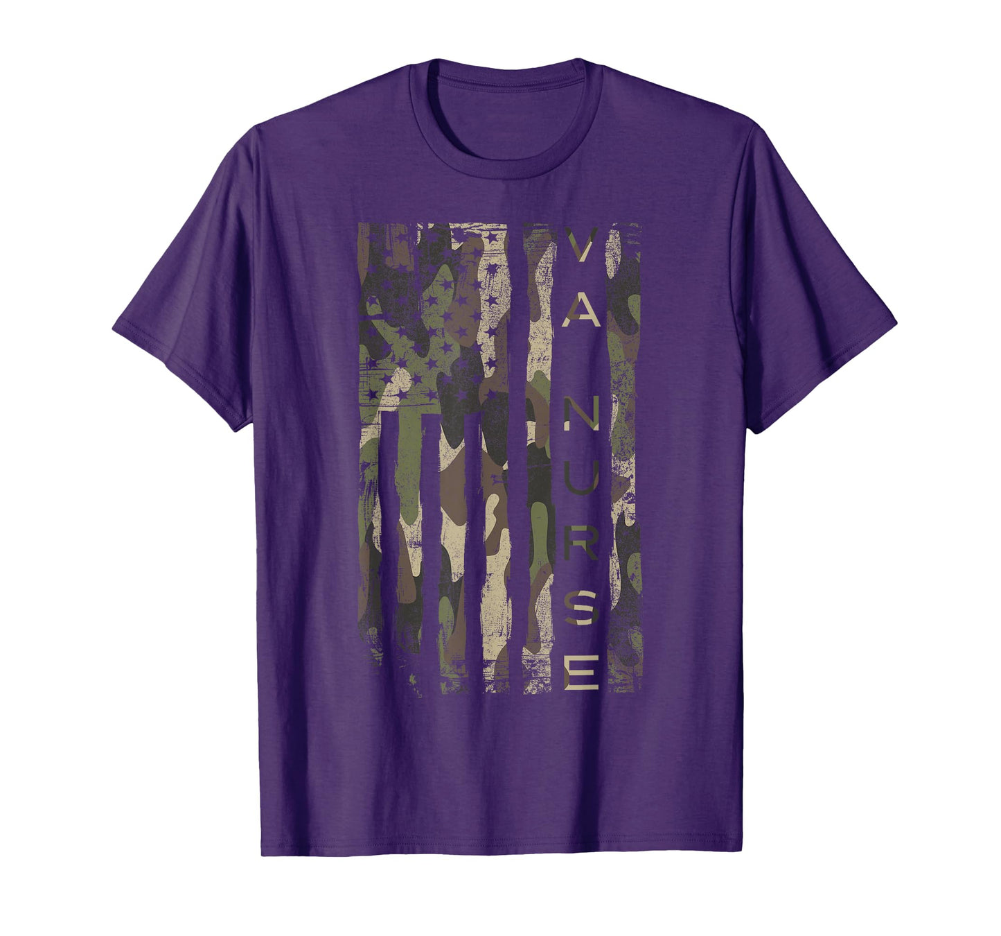 Camouflage VA NURSE Patriotic USA Flag T-Shirt