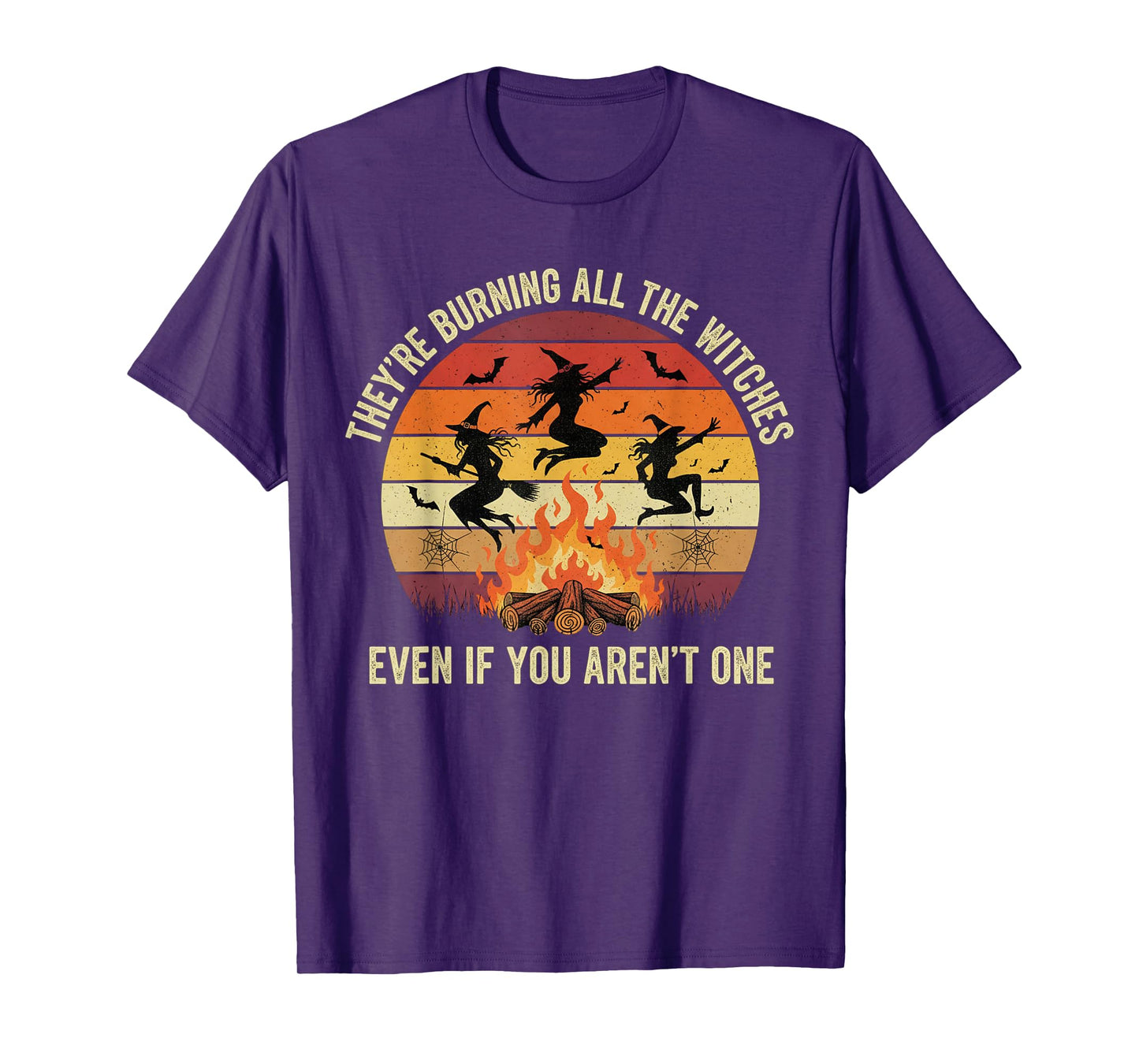 Sunset Vintage Halloween They're Burning All The Witches T-Shirt