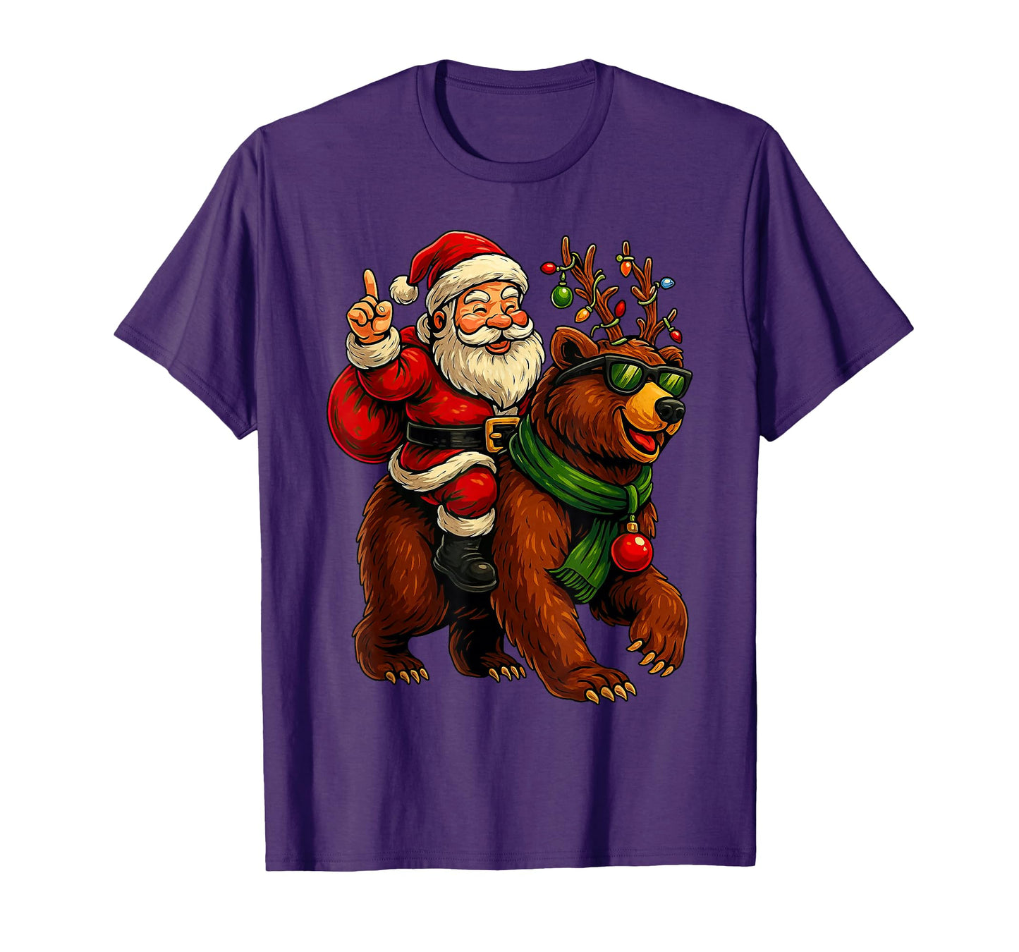 Cute Santa Claus Bear Reindeer Festive Xmas T-Shirt