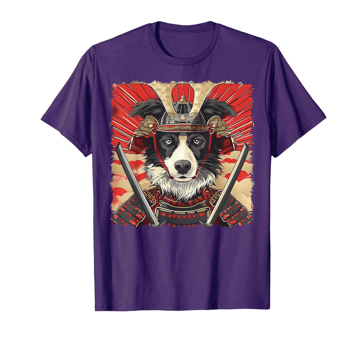Border Collie Dog Japanese Art Samurai Ukiyo-e Vintage T-Shirt