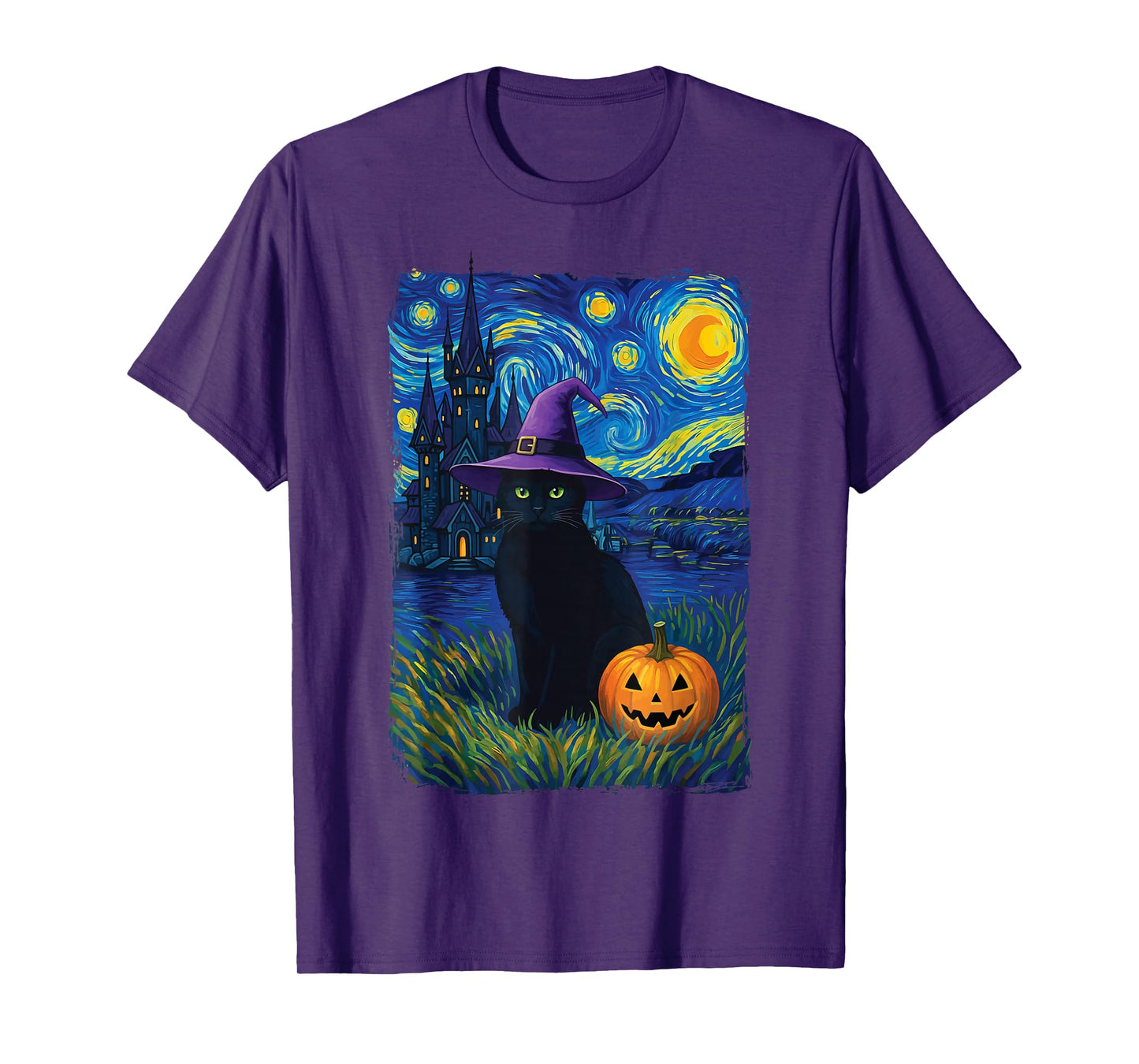 Cat Starry Night Halloween T-Shirt