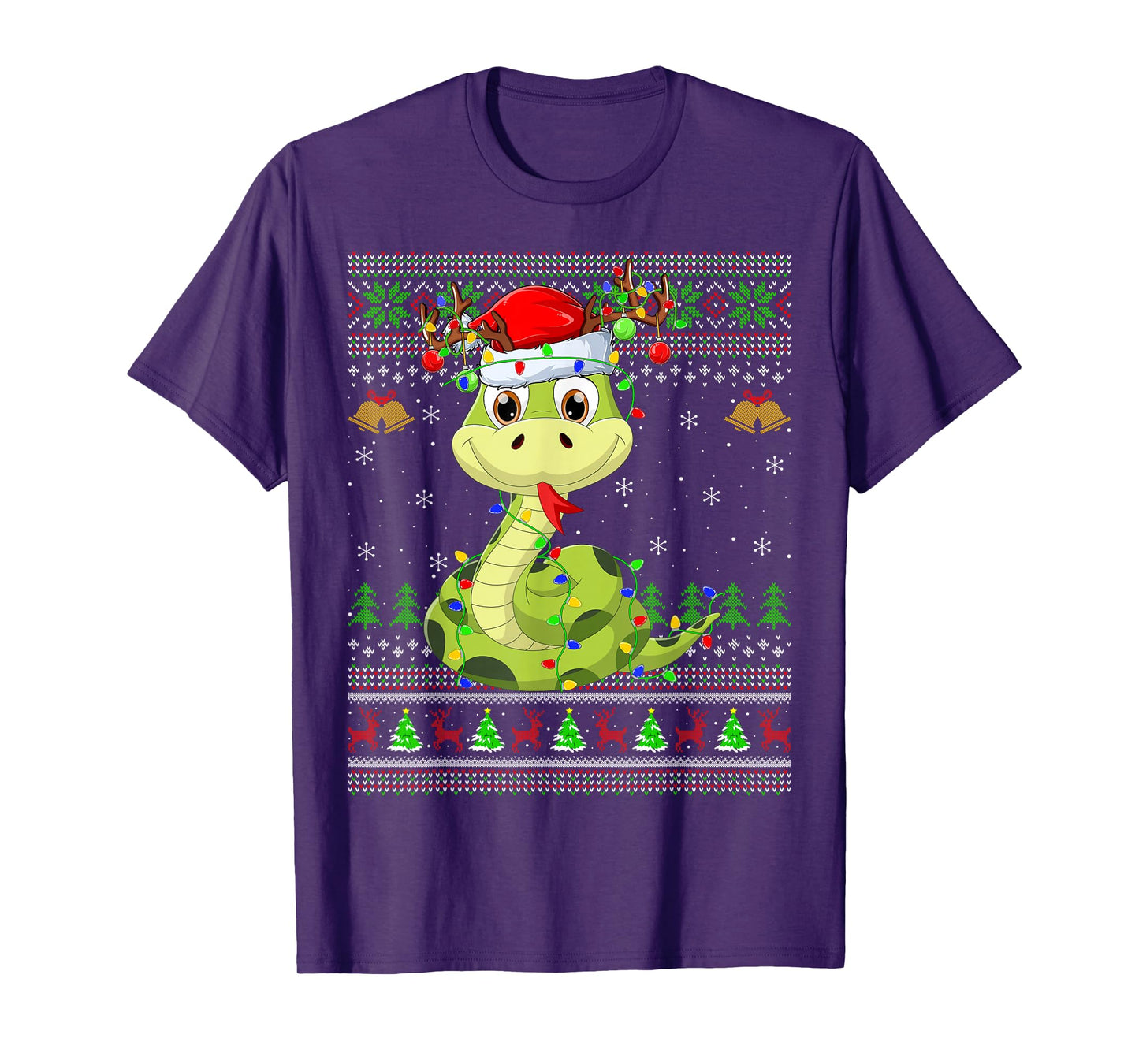 Snake Ugly Christmas Sweaters Reindeer Santa Cute Xmas T-Shirt