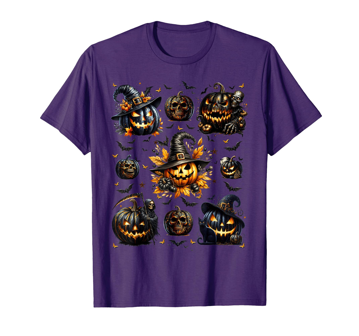 Unique Halloween Pumpkin Witch for Women Fall Spooky Season T-Shirt