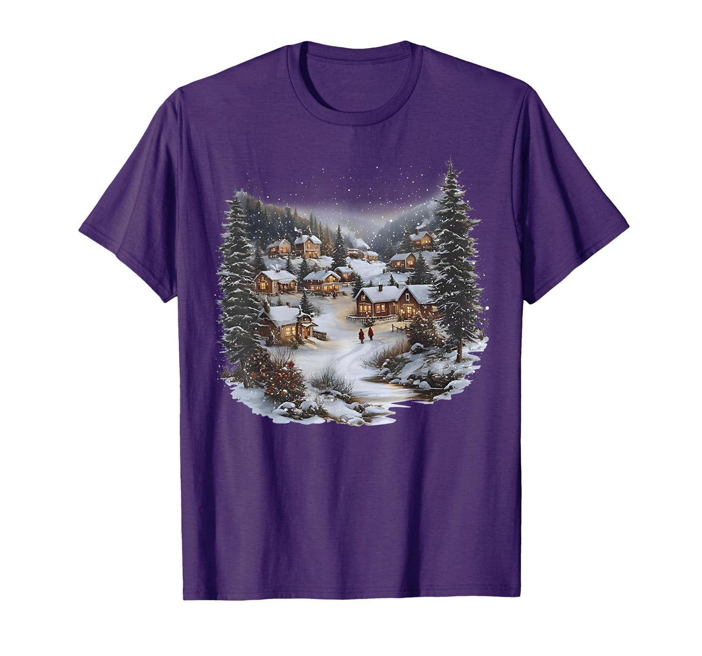 Christmas Village Town Holiday Winter Scene Festive Family T-Shirt