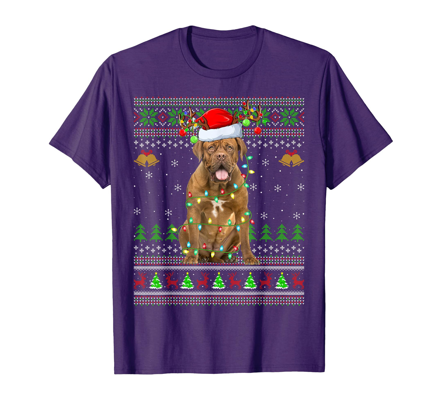 Dogue De Bordeaux Dog Ugly Christmas Sweaters Holiday Xmas T-Shirt