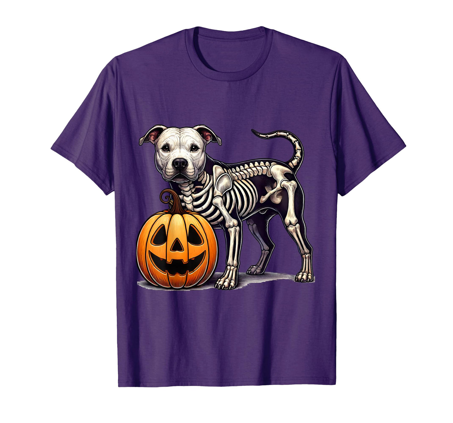 Pit bull Skeleton Jack O Lantern Funny Dog Halloween T-Shirt