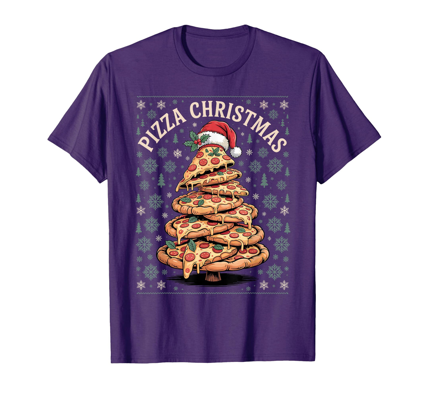 Pizza Christmas Tree Funny Holiday Food Lover Xmas Women Men T-Shirt