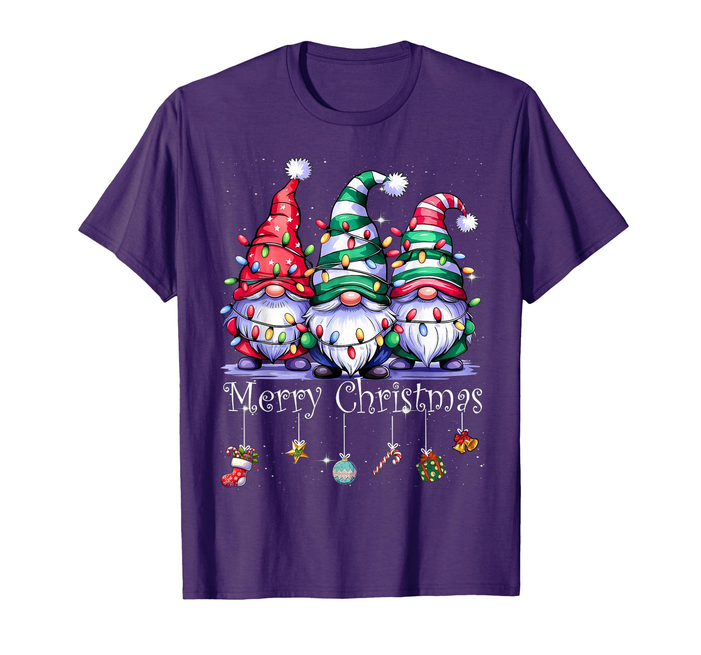 Cute Gnomes Merry Christmas Light Family Gnome Xmas Matching T-Shirt