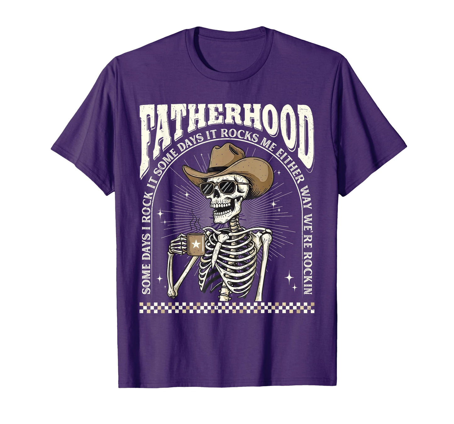 Fatherhood Skeleton Rockin Some Days Funny Vintage Dad T-Shirt