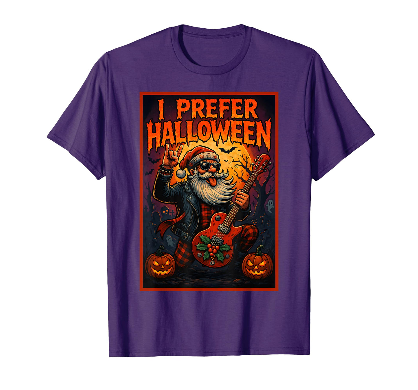 Rock Santa I Prefer Halloween Christmas Mashup Outfit T-Shirt