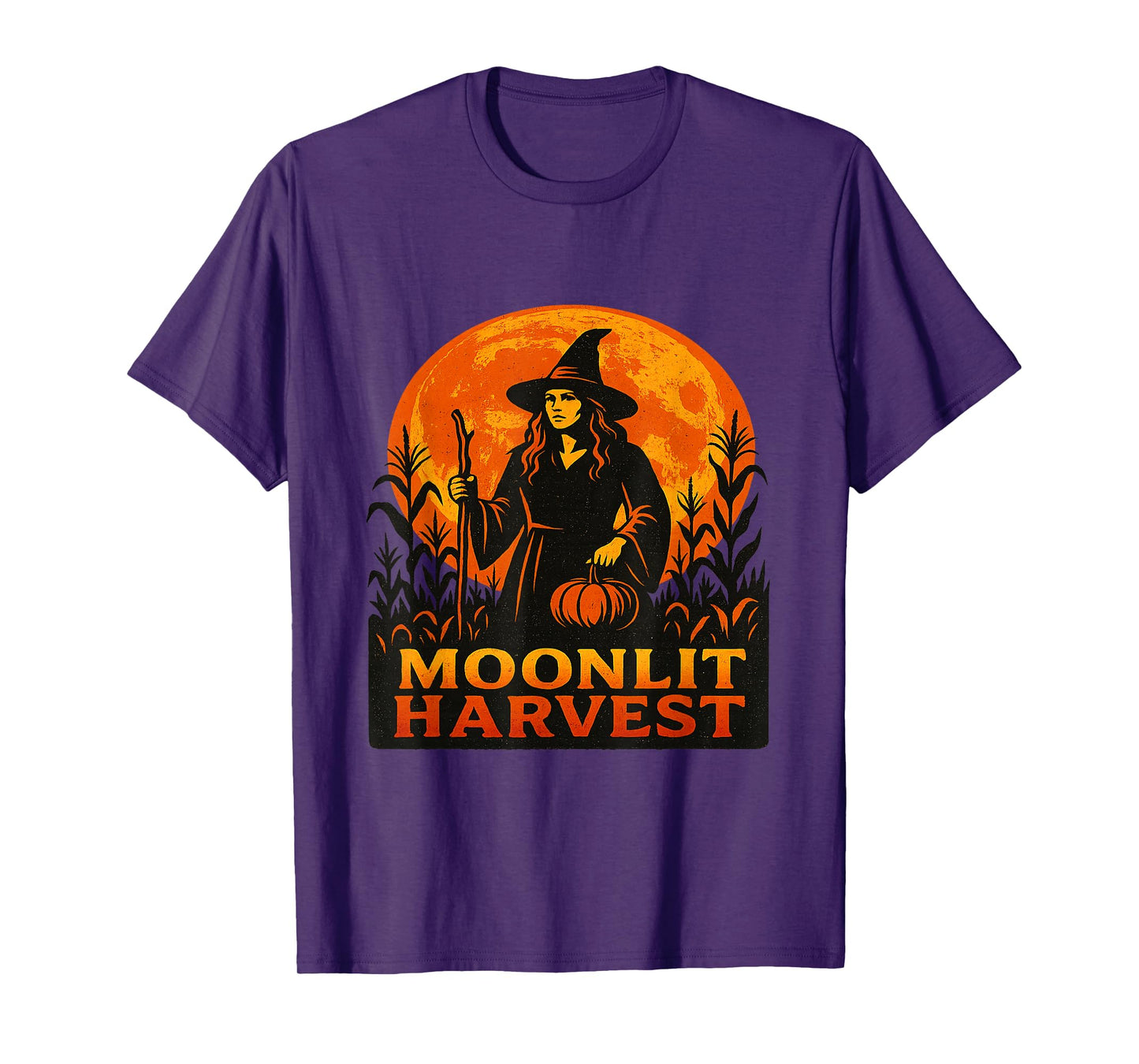 Moonlit Harvest Season Celebrate Autumn Pumpkin Witch T-Shirt