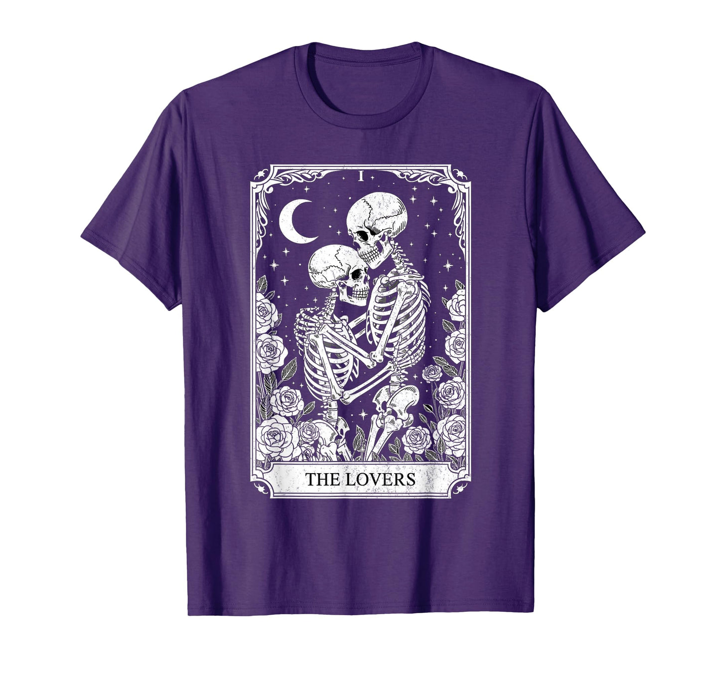 Tarot Card The Lovers Skeleton Goth Halloween Witch Vintage T-Shirt