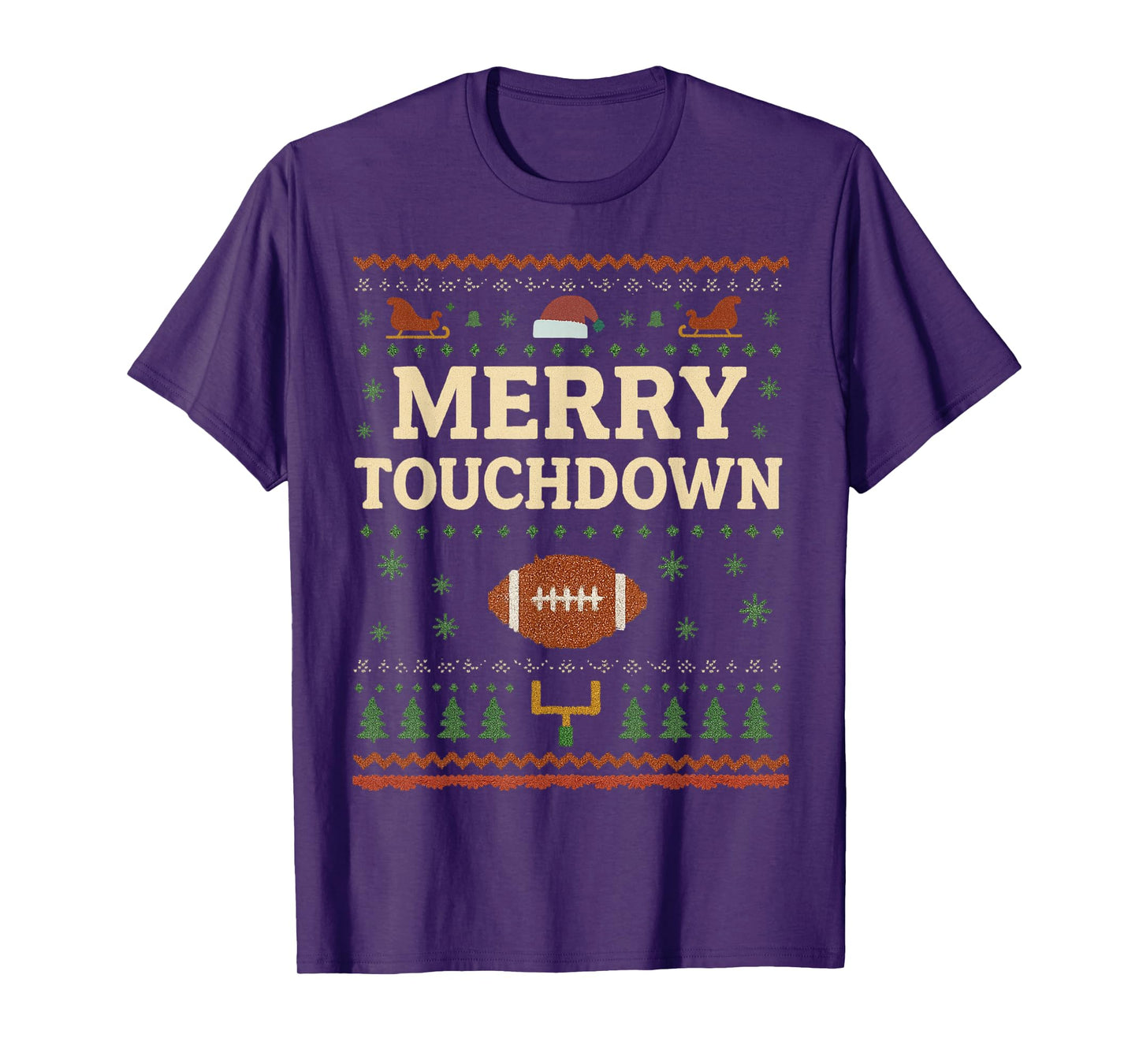 Merry Touchdown Christmas American Football Xmas T-Shirt