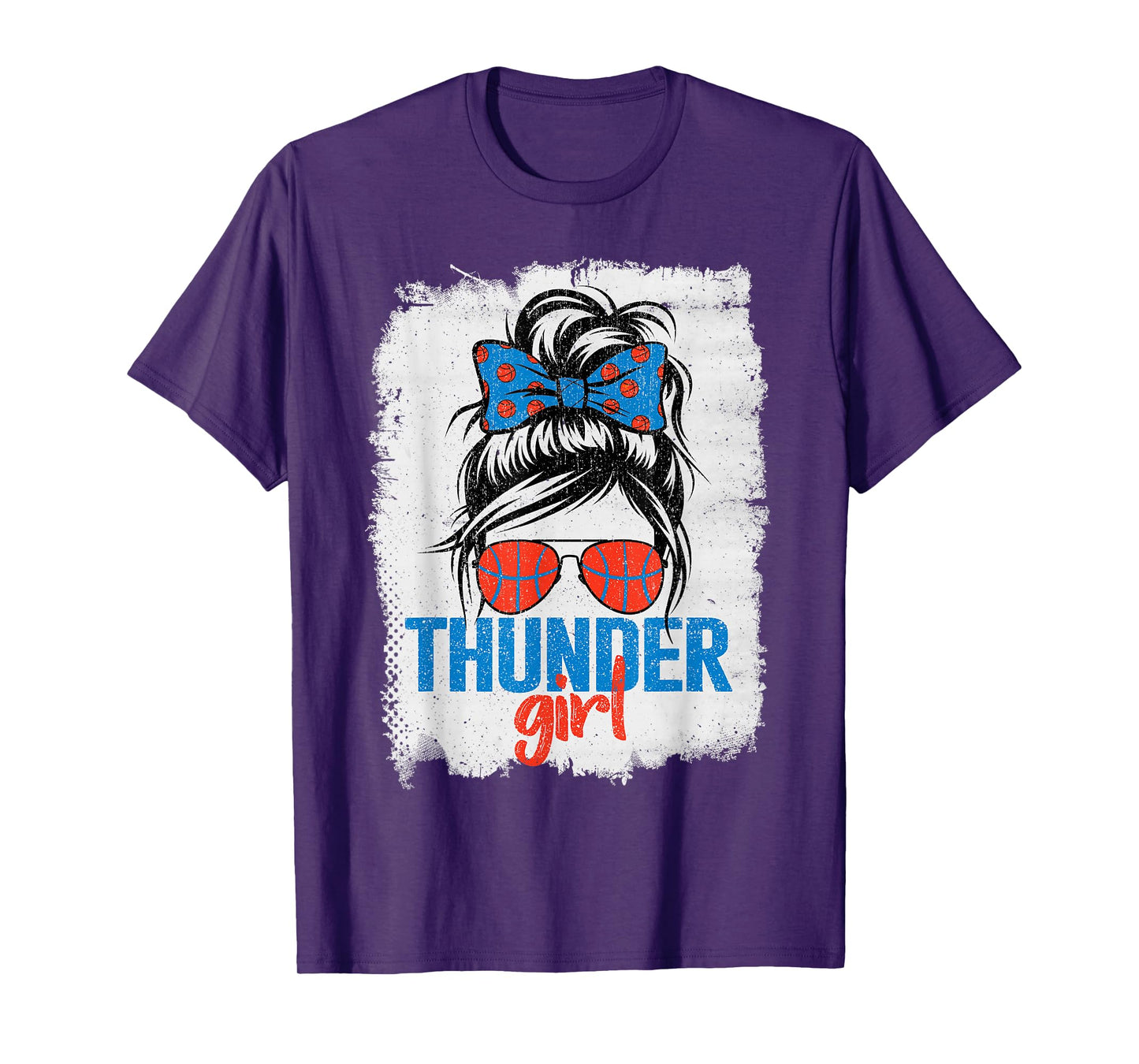 Vintage Thunder Girl Messy Bun Retro Sports Fan Team Spirit T-Shirt