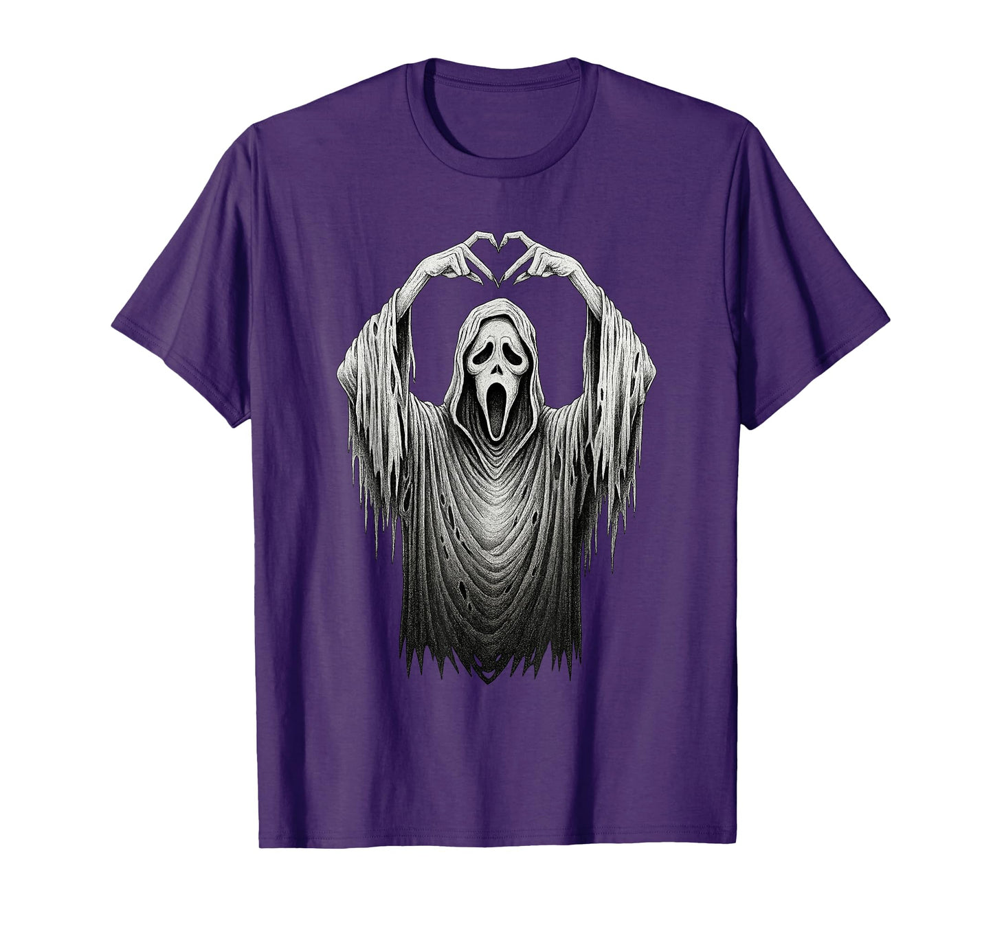 Vintage Ghost Face Heart Sign Hands Horror Costume Halloween T-Shirt