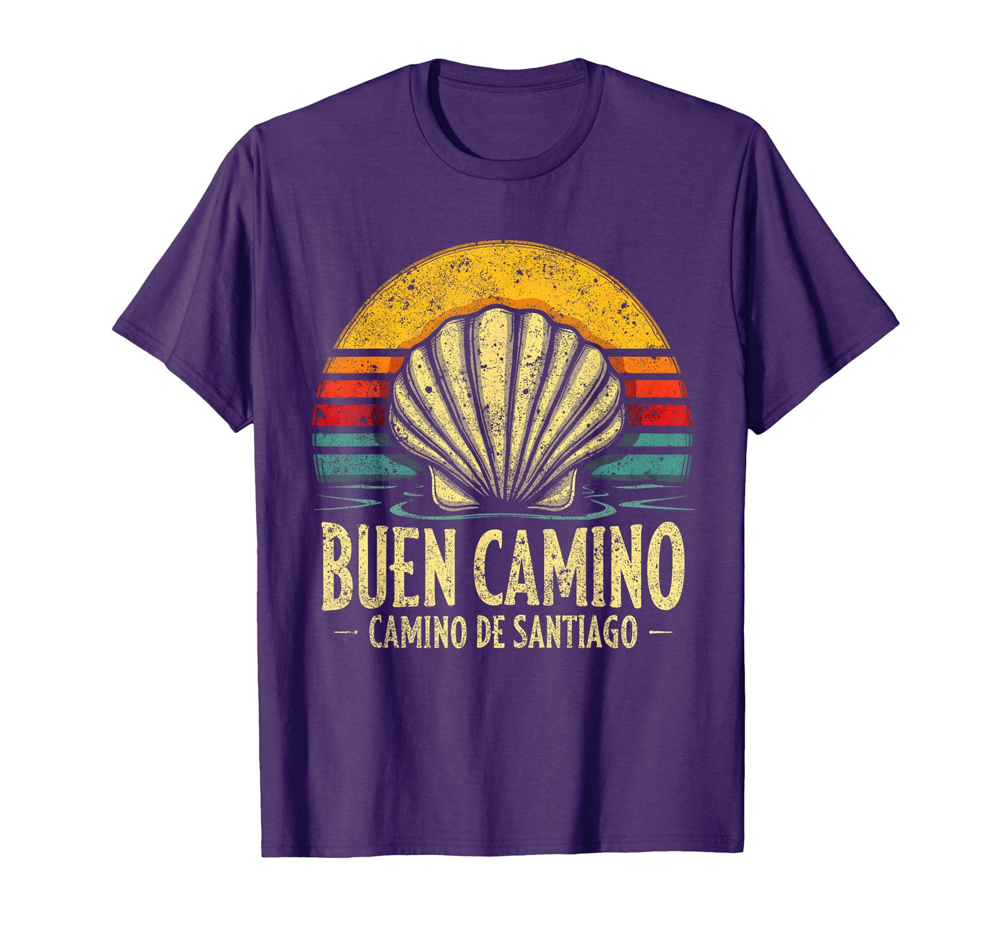 Womens Buen Camino Shell Vintage Santiago Pilgrim Hike Spain T-Shirt