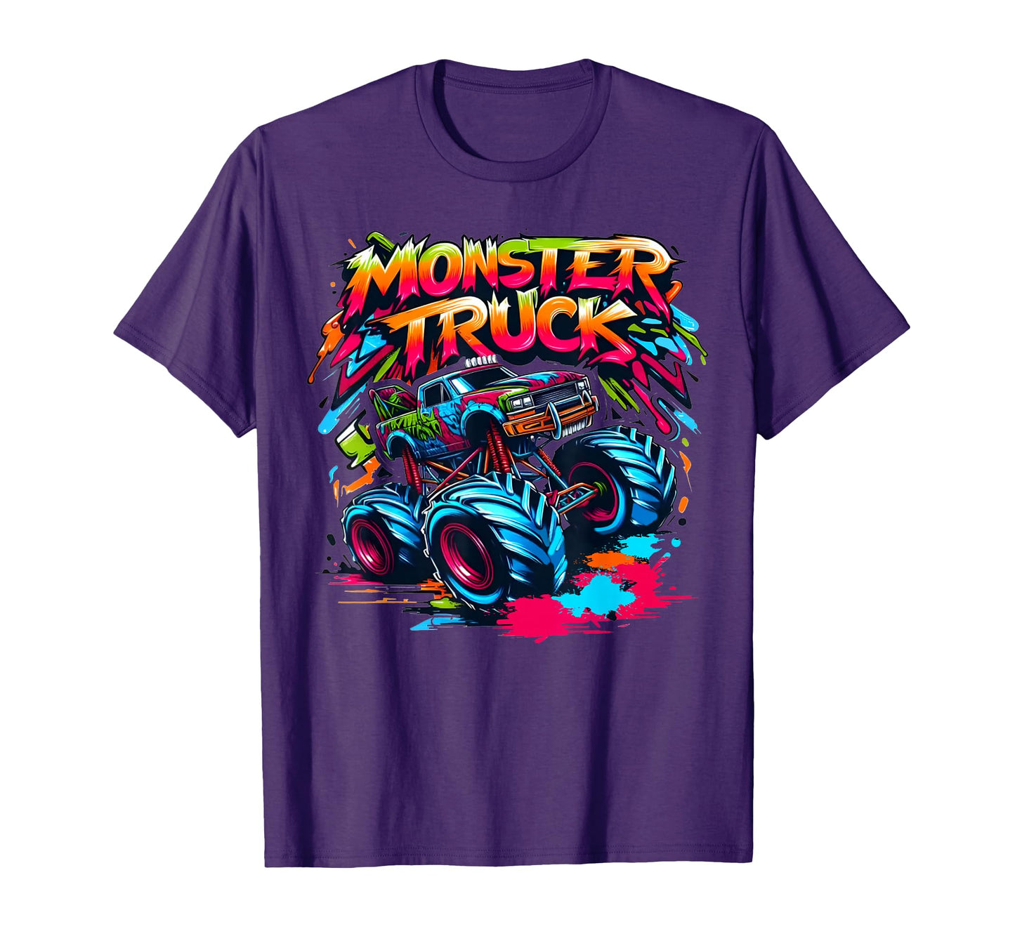 Monster Truck Retro Colorful Graffiti Toddlers Youth Adults T-Shirt