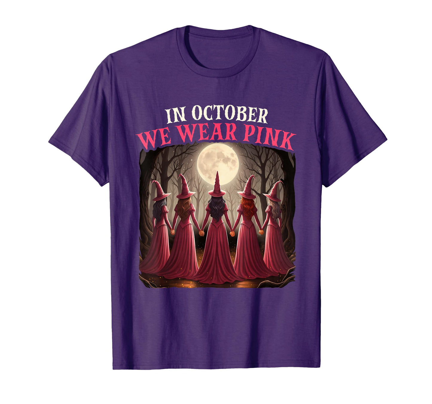 in October We Wear Pink - Halloween Breast Cancer Awerness T-Shirt