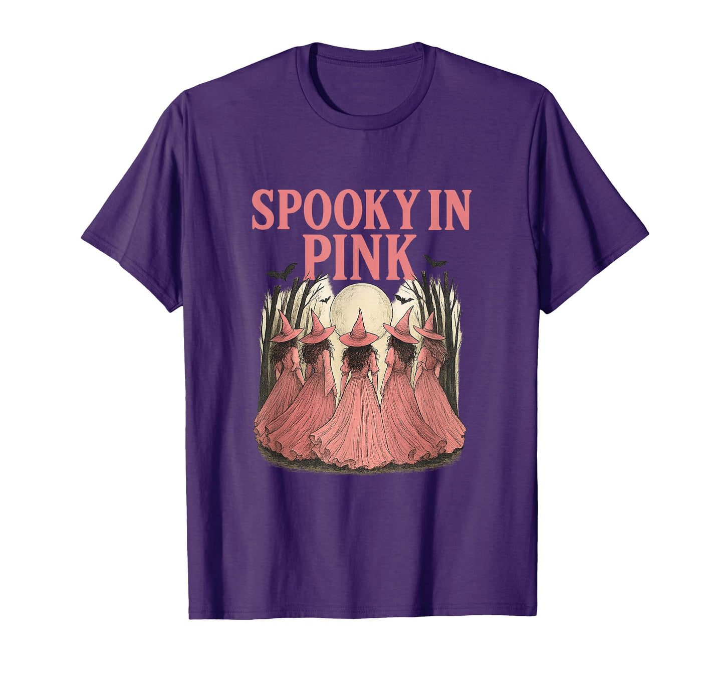 Spooky in Pink Halloween Witch Design T-Shirt