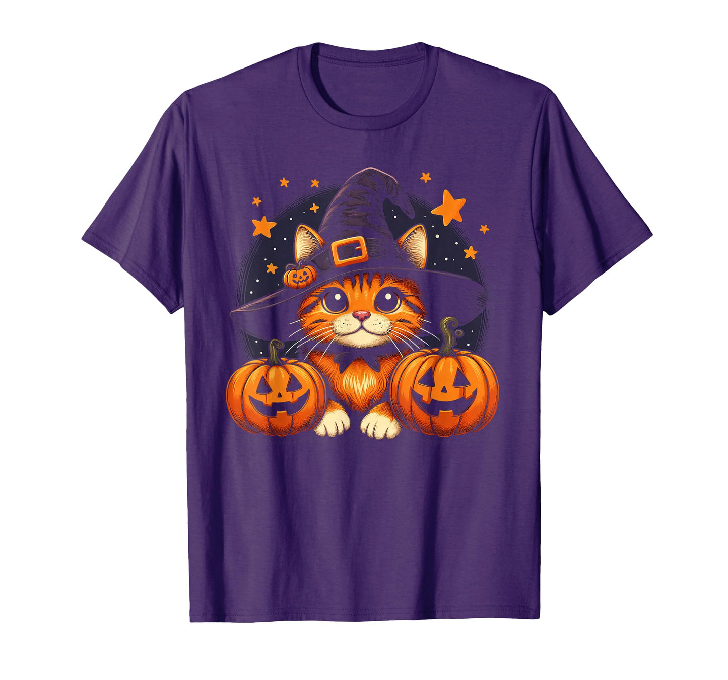 Orange Tabby Cat Halloween Graphic for Men Women Cat Lover T-Shirt