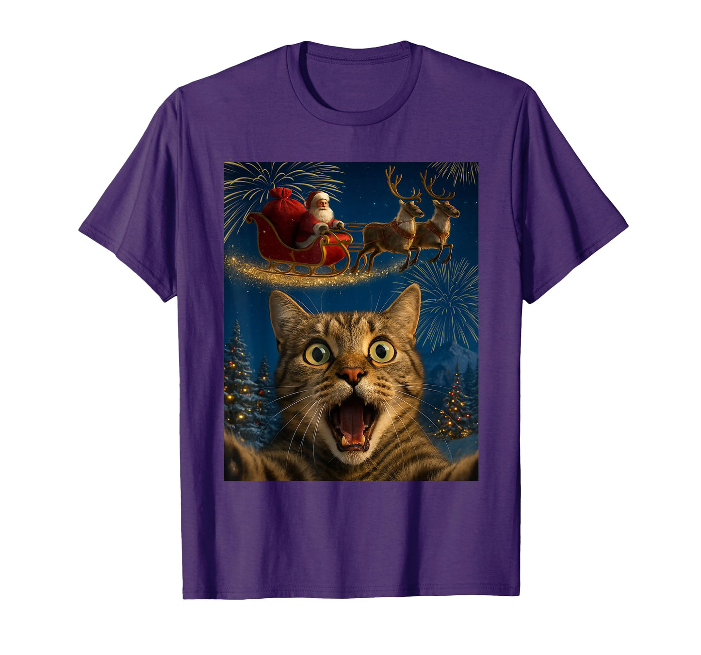 Funny Cat Selfie with Santa Christmas Xmas Meme T-Shirt