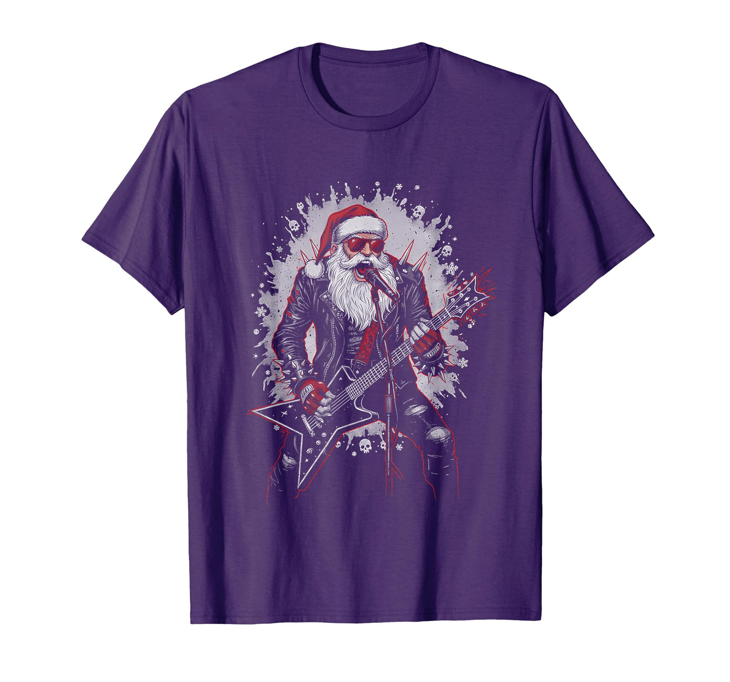 Santa Claus Playing Guitar, Funny Cool Christmas, Music Xmas T-Shirt