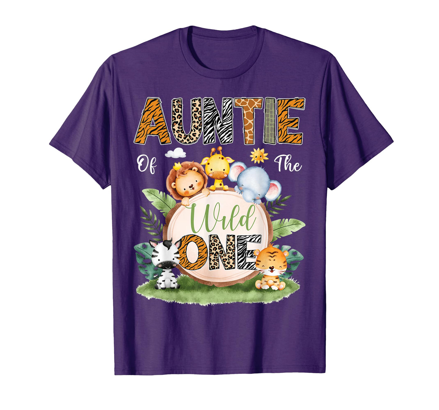 Auntie Of The Wild One 1St Birthday Kids Safari Jungle T-Shirt