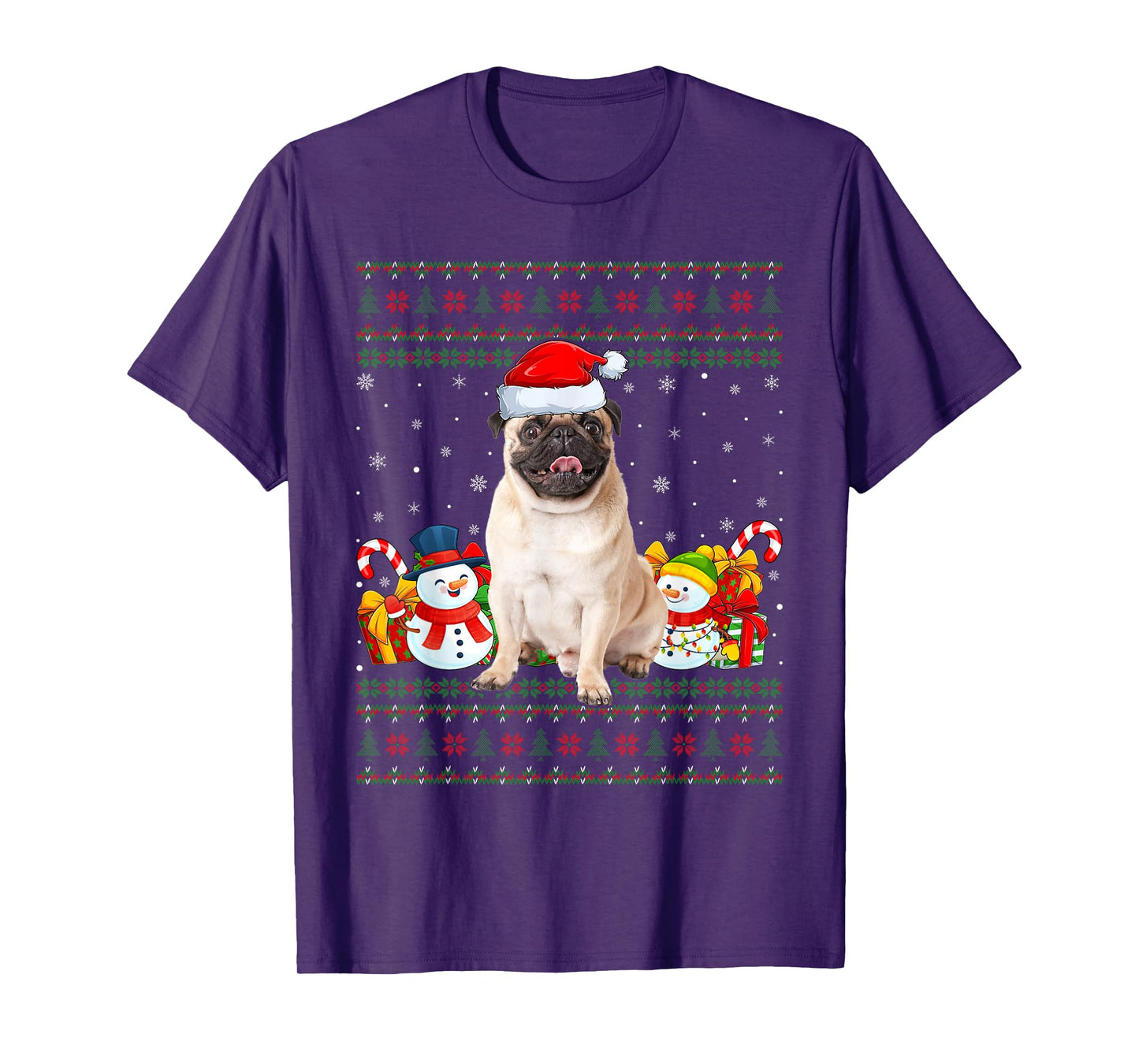 Pug Dogs Ugly Christmas Sweaters Funny Pet Dog Lover Xmas T-Shirt