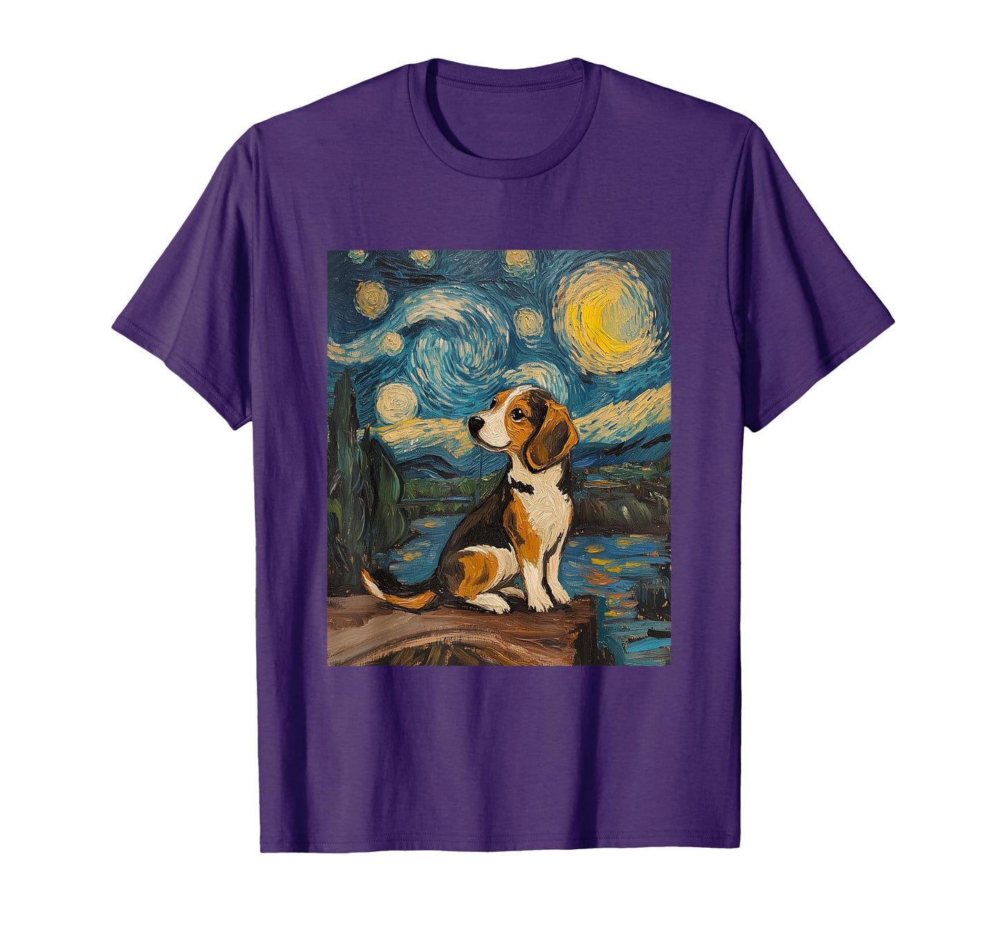 Beagle Dog - Van Gogh Style - Starry Night Graphic T-Shirt
