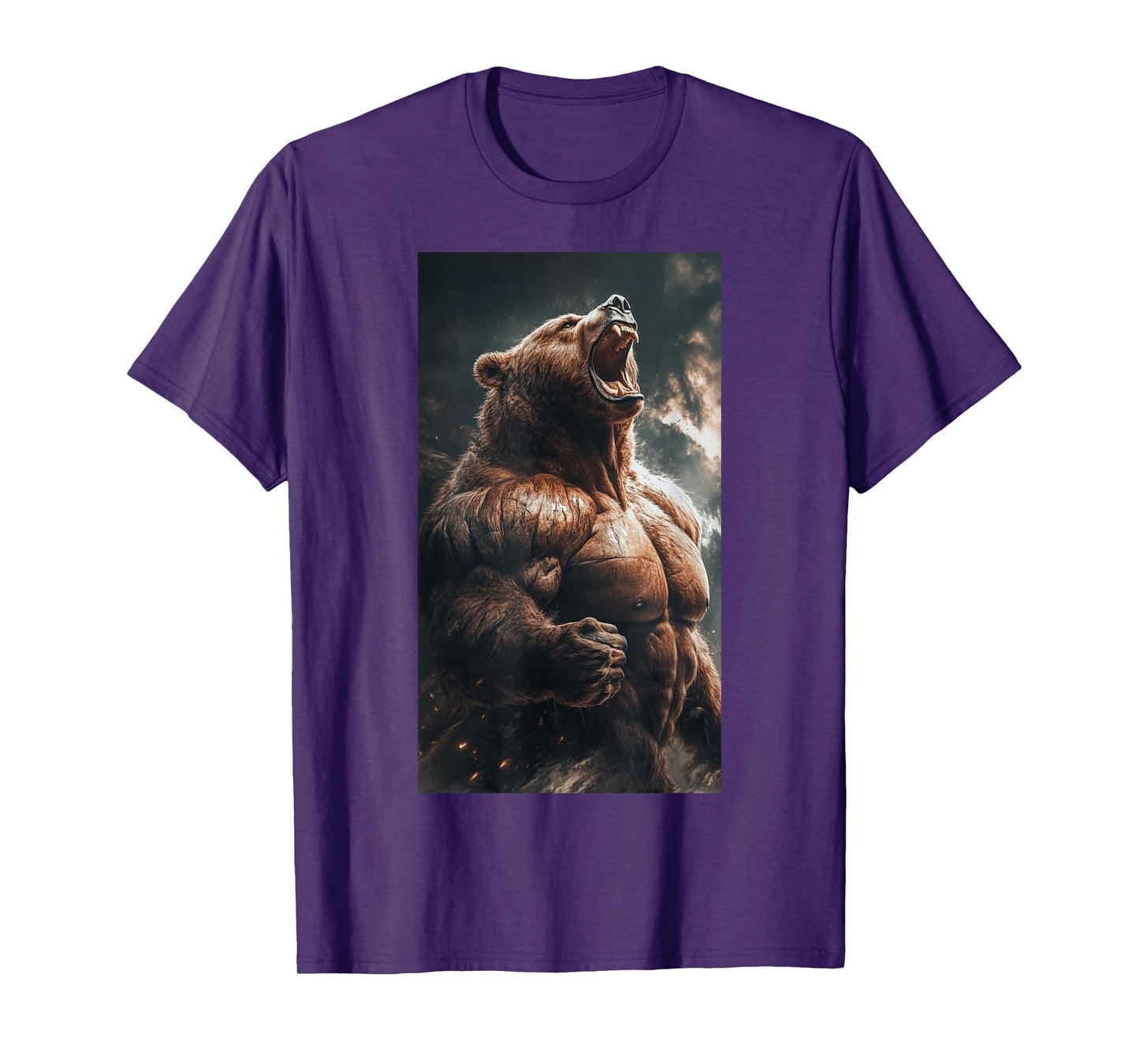 Bear Muscular Muscles Bodybuilding Roaring Nature T-Shirt