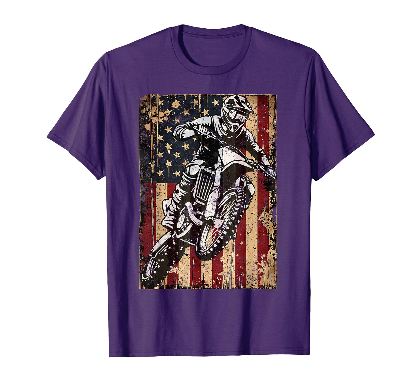 Dirt Bike USA Flag Vintage Motocross Riders Freestyle T-Shirt